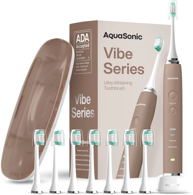 Main image of Vibe Luxe Special Edition Ultra-Whitening Toothbrush - Espresso | ADA Accepted, 8 brush heads & travel case, 40,000 VPM motor, wireless charging, 4 modes w/ smart timer