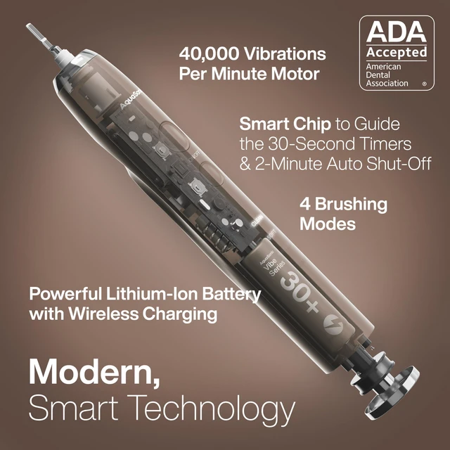 Alt view image 2 of 7 - Vibe Luxe Special Edition Ultra-Whitening Toothbrush - Espresso | ADA Accepted, 8 brush heads & travel case, 40,000 VPM motor, wireless charging, 4 modes w/ smart timer