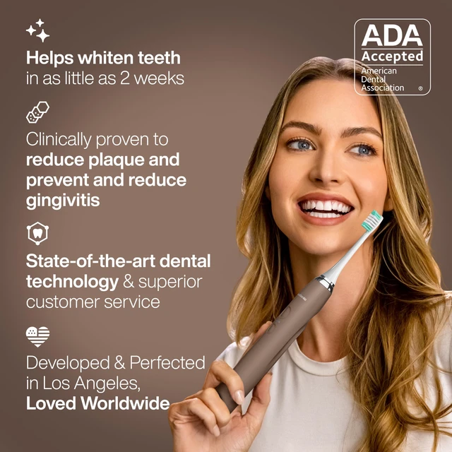 Alt view image 6 of 7 - Vibe Luxe Special Edition Ultra-Whitening Toothbrush - Espresso | ADA Accepted, 8 brush heads & travel case, 40,000 VPM motor, wireless charging, 4 modes w/ smart timer