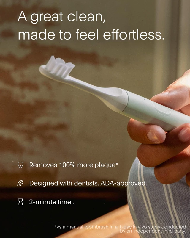 Alt view image 2 of 7 - NEW Core Sonic Electric Toothbrush | Up to 4 Weeks Battery | Travel Head Cover | Pressure Sensor | Bio-Based Body* | 2-Minute Timer | Plant-Based Head - Green