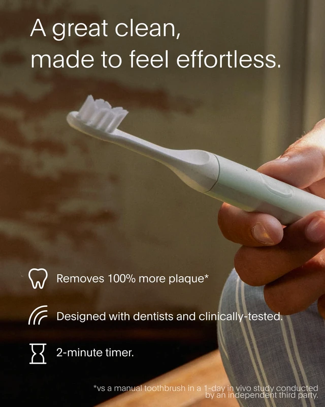 Alt view image 5 of 7 - NEW Core Sonic Electric Toothbrush | Up to 4 Weeks Battery | Travel Head Cover | Pressure Sensor | Bio-Based Body* | 2-Minute Timer | Plant-Based Head - Green