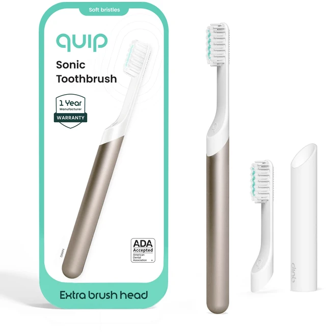 Main image of Sonic Electric Toothbrush, Extra Brush Head, Metal Handle, Dawn | Includes 2 Brush Heads and Travel Cover Mount, AAA Battery, 3 Month Battery Life, 2 Minute Timed Brushing, Travel Ready