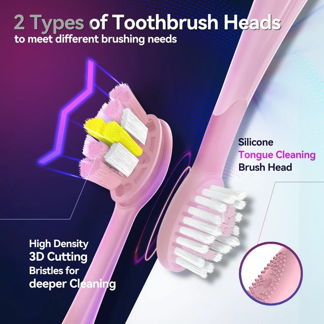 Alt view image 4 of 7 - Electric Toothbrush with Pressure Sensor for Adults, 8 Heads | 40,000 strokes/min, 5 modes and 2-minute timer; includes travel case, wall holder and Type-C cable; up to 30-day battery.