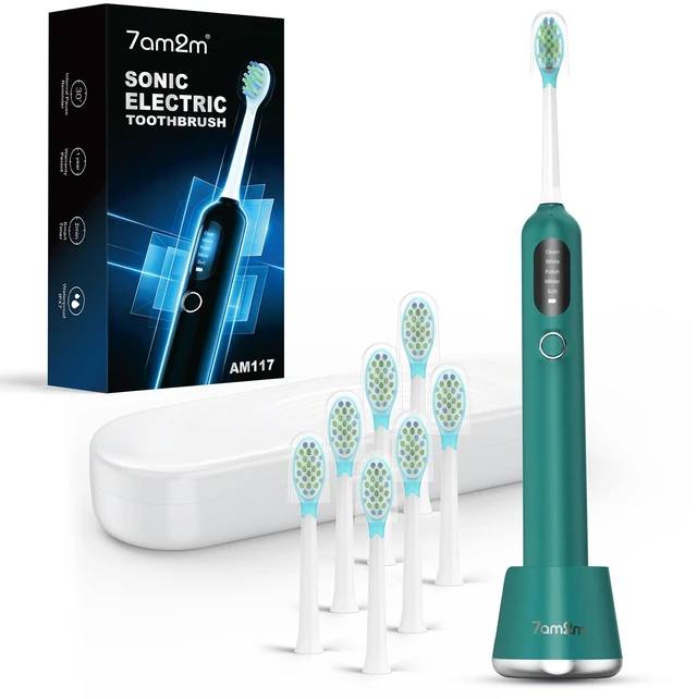 Main image of Sonic Electric Toothbrush for Adults&Kids, 8 Brush Heads&Travel Case | 40000VPM Powered Rechargeable Toothbrush, One Charge for 365 Uses,Type-C&5 Modes,Smart Timer,IPX7 Waterproof,Peacock Green