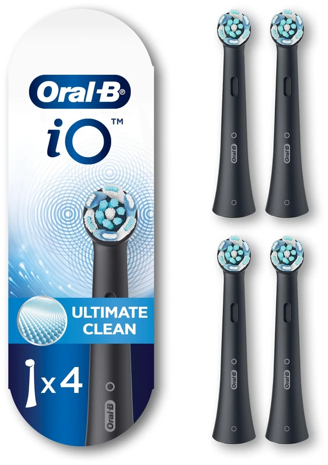 Main image of iO Series Ultimate Clean Electric Toothbrush Replacement Brush Heads for an Oral-B Electric Toothbrush, 4 Count, Black