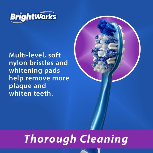 Alt view image 4 of 7 - Sonic Battery Powered Toothbrush (2-Pack) (Blue/Purple) | Soft Multi-Level Bristles for Whole Mouth, Vibrating Bristles Deep Clean, with Whitening Pads and Tongue Cleaner