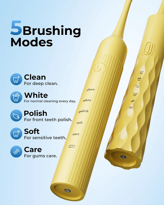 Alt view image 5 of 7 - 2 Pack Electric Toothbrush for Adults, USB Rechargeable Sonic Toothbrush with 12 Brush Heads, Smart Timer, 6 Modes, 2-Hour Fast Charge Last 30 Days