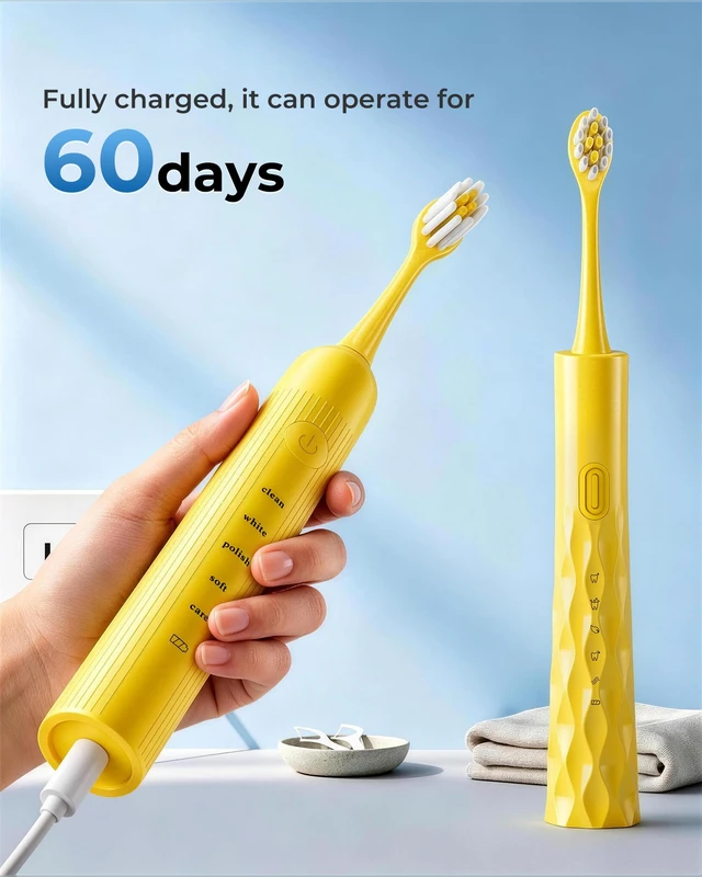 Alt view image 6 of 7 - 2 Pack Electric Toothbrush for Adults, USB Rechargeable Sonic Toothbrush with 12 Brush Heads, Smart Timer, 6 Modes, 2-Hour Fast Charge Last 30 Days
