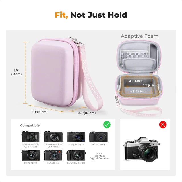 Alt view image 5 of 7 - Carrying Case for Digital Camera, Hard Shell Protective Case | Compatible with Ricoh GR III/GR IIIX/for Sony ZV-1 RX100/ for Canon G7X Mark III/G5X Mark II (Case Only),BE02