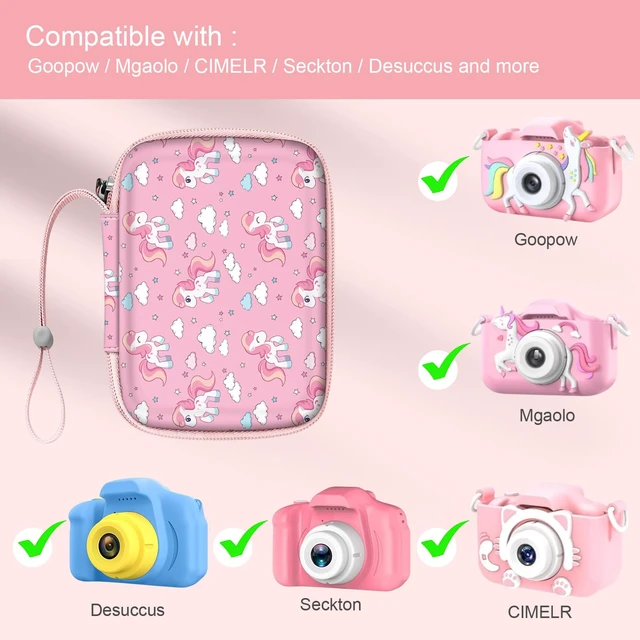 Alt view image 3 of 7 - Kids Camera Case For Goopow/Seckton/Dylanto/Mgaolo Digital Toys | Fits Masterbee/Cimelr/Desuccus Digital Camera Toys, Children Carrying Bag, For Birthday Christmas, Pink Horse