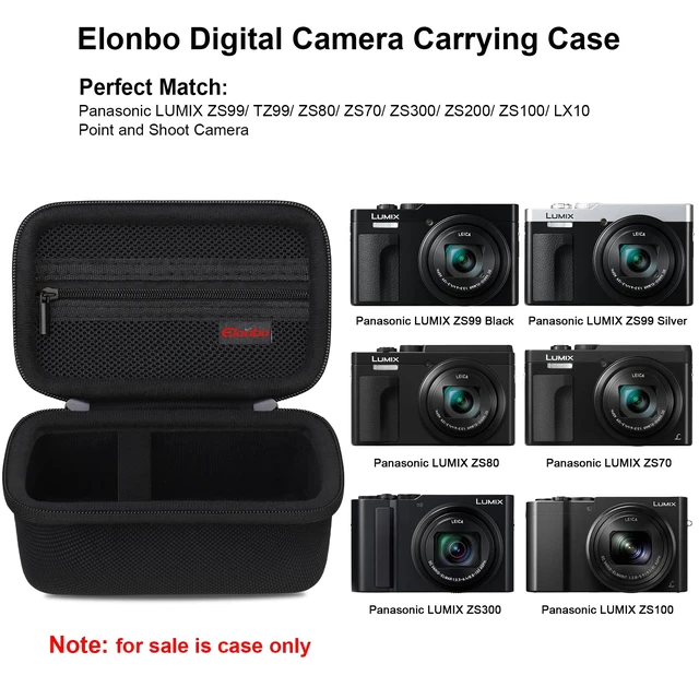 Alt view image 2 of 7 - Case for Panasonic LUMIX ZS99/ TZ99/ ZS80/ ZS70/ ZS300/ ZS200/ ZS100 | Panasonic LUMIX ZS99/ TZ99 Point and Shoot Camera Carrying Case, Hard Travel Protective Bag, Pocket fits Accessories, Black