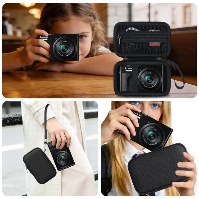 Alt view image 7 of 7 - Case for Panasonic LUMIX ZS99/ TZ99/ ZS80/ ZS70/ ZS300/ ZS200/ ZS100 | Panasonic LUMIX ZS99/ TZ99 Point and Shoot Camera Carrying Case, Hard Travel Protective Bag, Pocket fits Accessories, Black