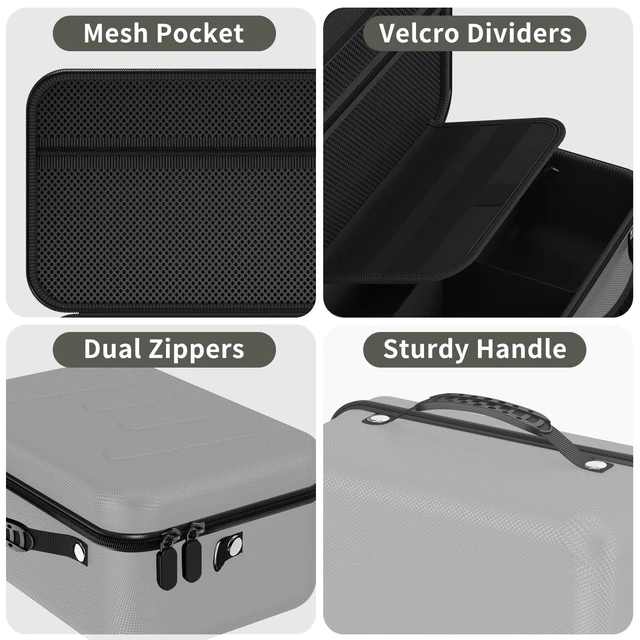 Alt view image 4 of 6 - Hard Shell Camera Case Compatible with Canon EOS Rebel T7/R50/R100 and More DSLR & Mirrorless Cameras Portable Travel Bag with Adjustable Dividers, Mesh Pocket & Shoulder Strap (Grey)