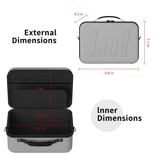 Alt view image 5 of 6 - Hard Shell Camera Case Compatible with Canon EOS Rebel T7/R50/R100 and More DSLR & Mirrorless Cameras Portable Travel Bag with Adjustable Dividers, Mesh Pocket & Shoulder Strap (Grey)
