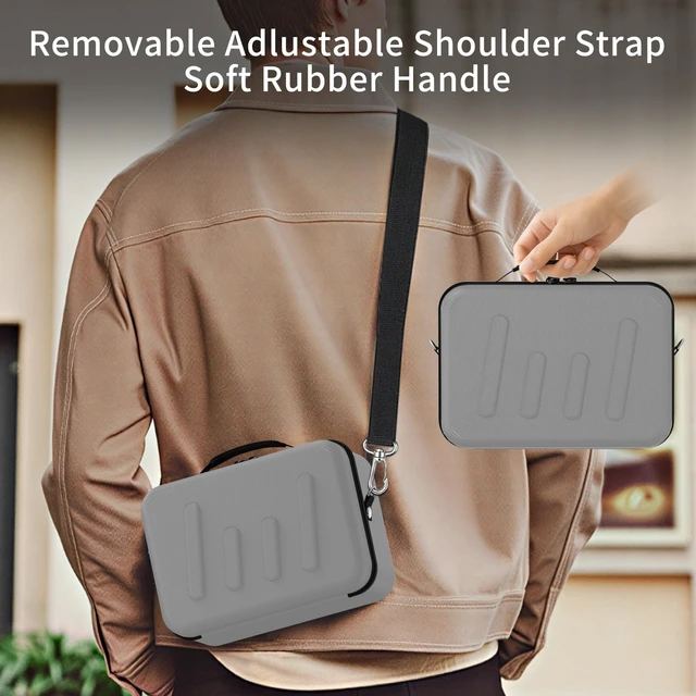 Alt view image 6 of 6 - Hard Shell Camera Case Compatible with Canon EOS Rebel T7/R50/R100 and More DSLR & Mirrorless Cameras Portable Travel Bag with Adjustable Dividers, Mesh Pocket & Shoulder Strap (Grey)