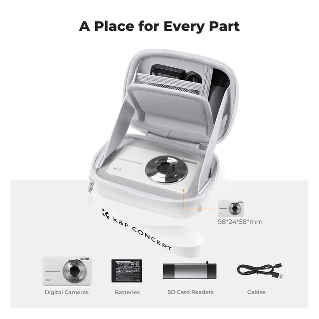 Alt view image 4 of 7 - Digital Camera Case for CAMKORY/for Kodak PIXPRO FZ55/FZ45 | Small Hard Shell Carrying Protective Case, for Canon PowerShot/ Vlogging, Travel and Storage (Case Only), BE01
