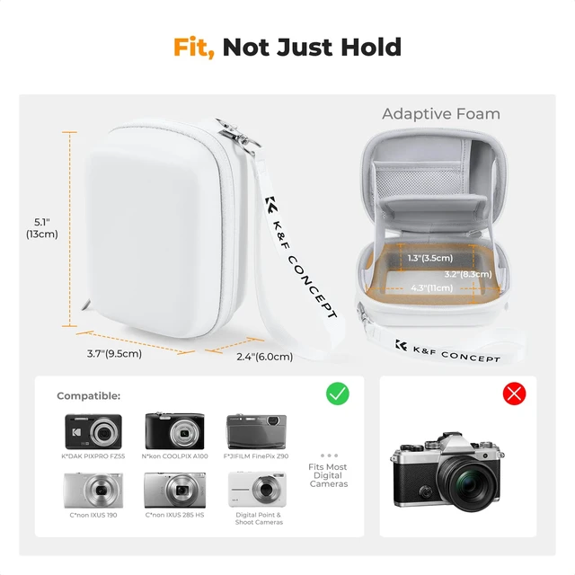 Alt view image 5 of 7 - Digital Camera Case for CAMKORY/for Kodak PIXPRO FZ55/FZ45 | Small Hard Shell Carrying Protective Case, for Canon PowerShot/ Vlogging, Travel and Storage (Case Only), BE01