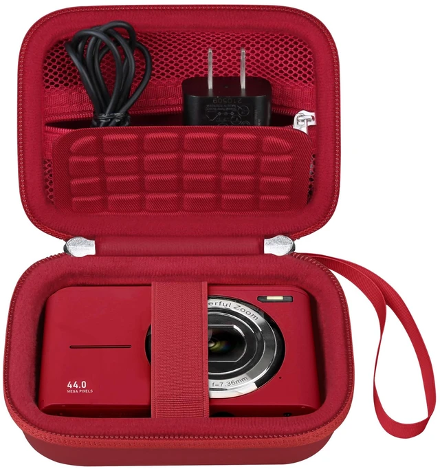 Main image of Carrying Case for Digital Camera 4K/8K Portable Small Compact Camera | Camera Hard Bag, with Mesh Pocket Wrist Strap, for Vlogging Travel Protective Storage, Compatible With Most Compact Camera