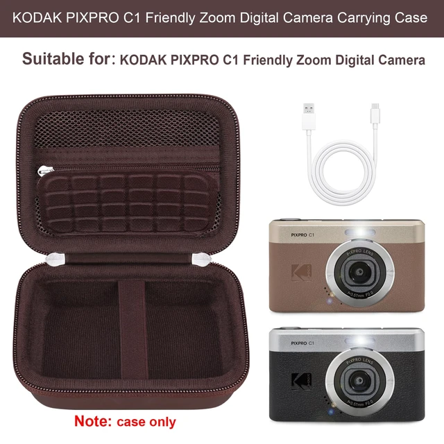 Alt view image 2 of 7 - Camera Carrying Case for KODAK PIXPRO C1 Digital Camera, Brown | KODAK PIXPRO C1 Compact Digital Camera Hard Bag, with Mesh Pocket Wrist Strap Zipper, for Vlogging Travel Protective Storage