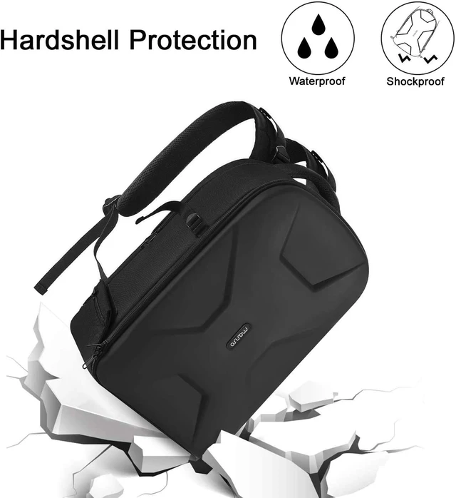 Alt view image 3 of 7 - Camera Backpack, DSLR/SLR/Mirrorless Photography Camera Bag | Waterproof Hardshell Bag with Insert&Tripod Holder&Laptop Compartment Compatible with Canon/Nikon/Sony, Black