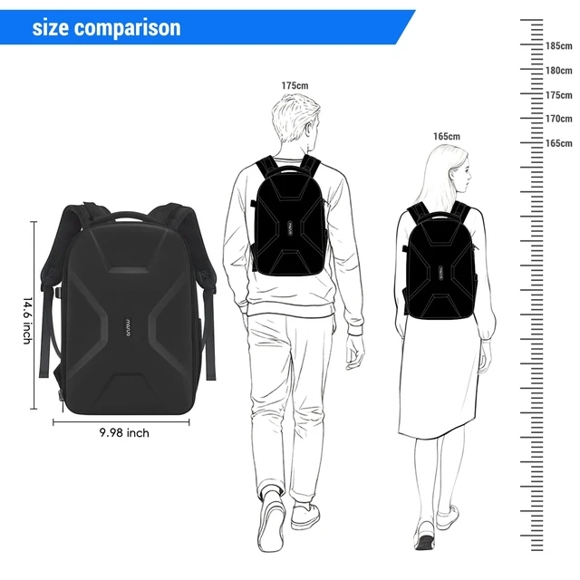 Alt view image 7 of 7 - Camera Backpack, DSLR/SLR/Mirrorless Photography Camera Bag | Waterproof Hardshell Bag with Insert&Tripod Holder&Laptop Compartment Compatible with Canon/Nikon/Sony, Black