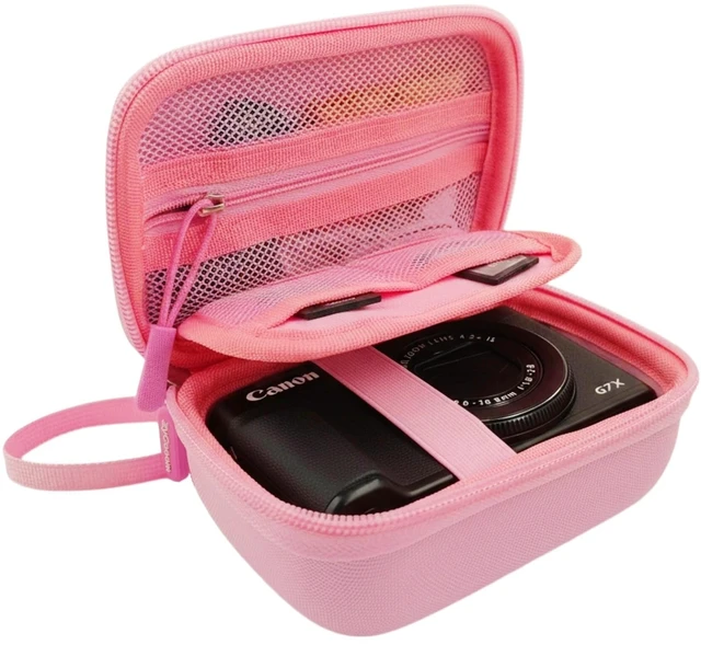 Main image of Camera Case for Canon G7X Mark III/II, Cybershot, SX740 HS | Hard Shell Case fits PowerShot, Sony Cyber-shot, Ricoh GR and Kodak Pixpro with Partition Storage for SD Card AccessoryPink