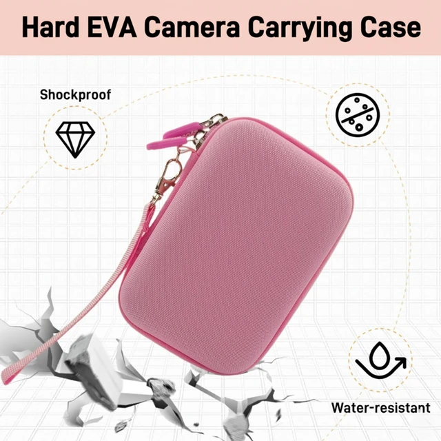 Alt view image 5 of 7 - Camera Case for Canon G7X Mark III/II, Cybershot, SX740 HS | Hard Shell Case fits PowerShot, Sony Cyber-shot, Ricoh GR and Kodak Pixpro with Partition Storage for SD Card AccessoryPink