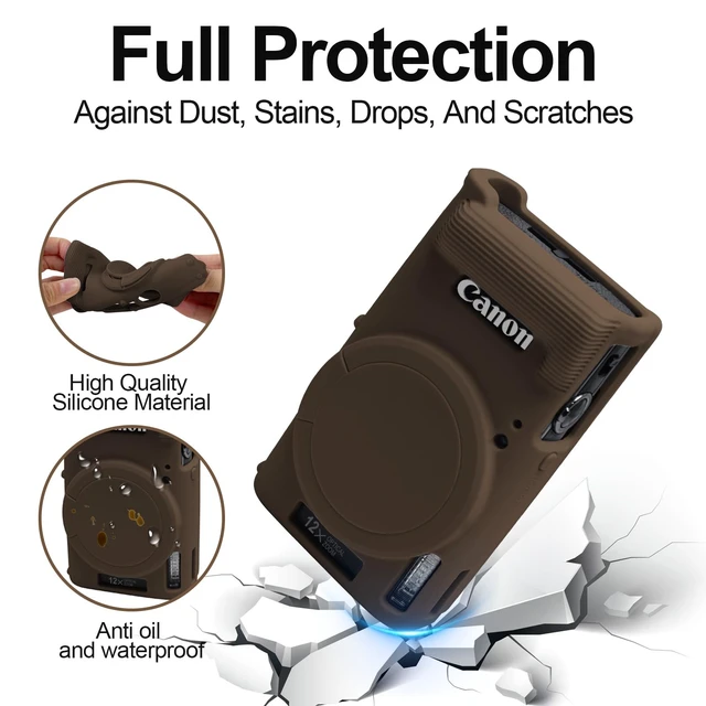 Alt view image 3 of 7 - Camera Case for Canon ELPH 360/IXUS 285 HS/IXY 650 Camera,Brown | With Removable Lens Cover,Soft Silicone Protective Case,Anti-Scratch,Dustproof,Shockproof,Enhanced Grip,Camera Accessories