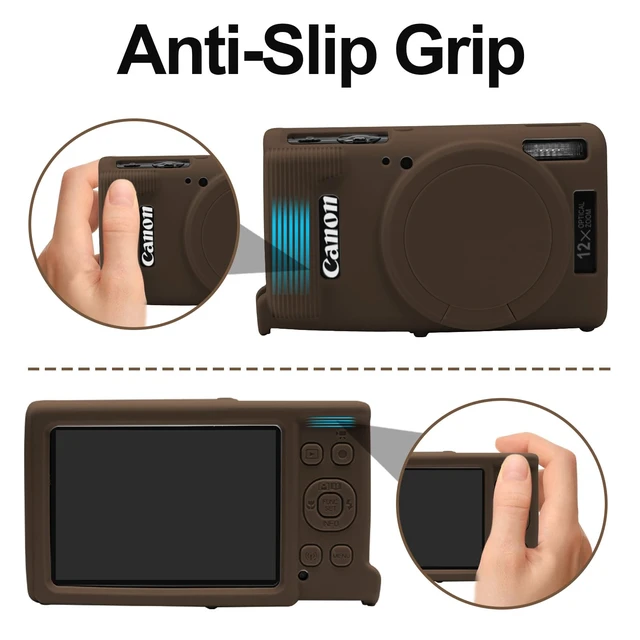 Alt view image 4 of 7 - Camera Case for Canon ELPH 360/IXUS 285 HS/IXY 650 Camera,Brown | With Removable Lens Cover,Soft Silicone Protective Case,Anti-Scratch,Dustproof,Shockproof,Enhanced Grip,Camera Accessories