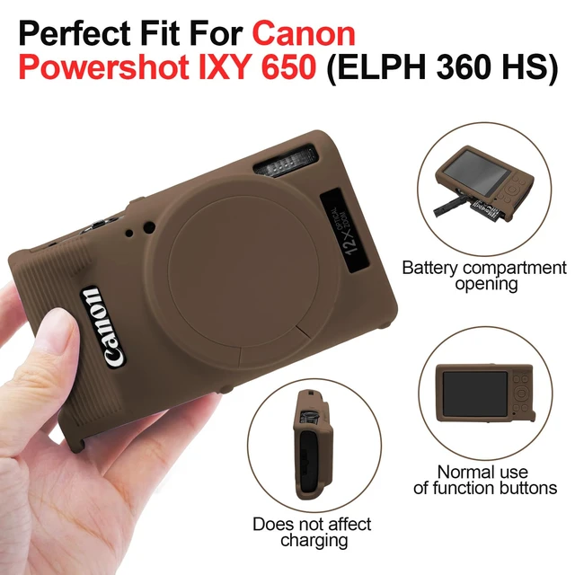 Alt view image 5 of 7 - Camera Case for Canon ELPH 360/IXUS 285 HS/IXY 650 Camera,Brown | With Removable Lens Cover,Soft Silicone Protective Case,Anti-Scratch,Dustproof,Shockproof,Enhanced Grip,Camera Accessories