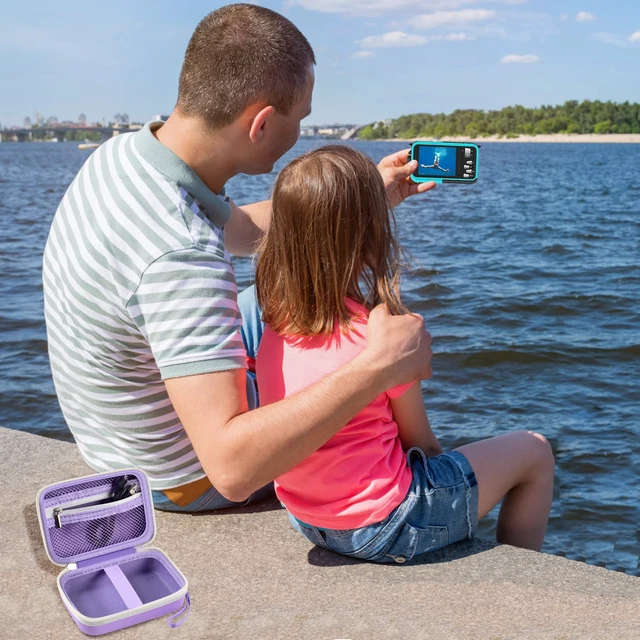 Alt view image 6 of 7 - Hard Digital Camera Case for YISENCE 4K Underwater Camera, Purple | Hard EVA, Travel Storage for CAMKORY /for VAHOIALD /for Kodak Pixpro Camera, Accessory Mesh Pocket, Wrist Strap, Case Only