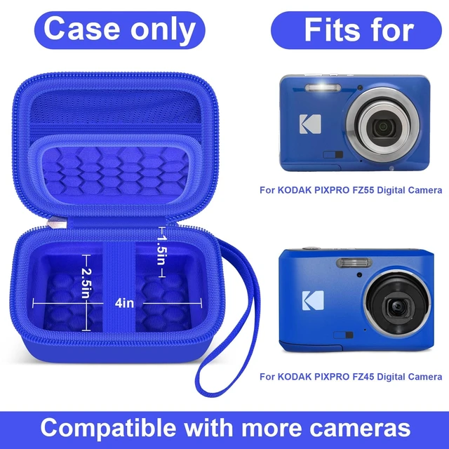 Alt view image 2 of 7 - Digital Camera Case for KODAK PIXPRO FZ55/ FZ45/ FZ53/ FZ43 16MP Video Vlogging Cameras, Travel Storage Holder Bag with Mesh Pocket for Batteries, Cables, Memory Cards, Card Reader- Blue (Box Only)