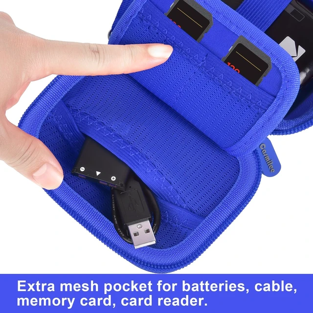 Alt view image 5 of 7 - Digital Camera Case for KODAK PIXPRO FZ55/ FZ45/ FZ53/ FZ43 16MP Video Vlogging Cameras, Travel Storage Holder Bag with Mesh Pocket for Batteries, Cables, Memory Cards, Card Reader- Blue (Box Only)