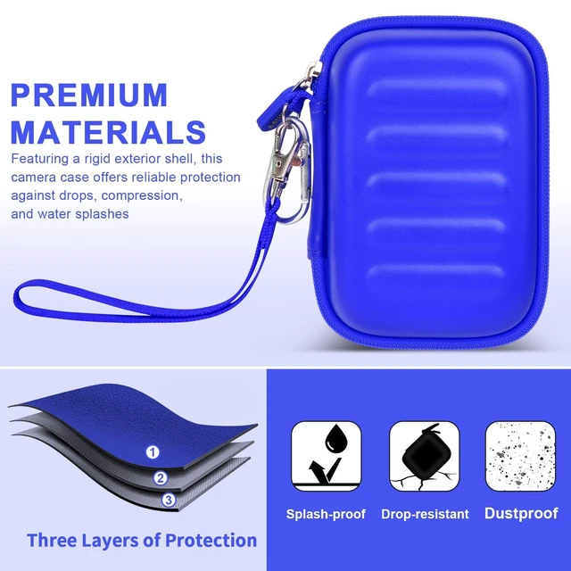 Alt view image 3 of 7 - Digital Camera Case for KODAK PIXPRO FZ55/ FZ45/ FZ53/ FZ43 16MP Video Vlogging Cameras, Travel Storage Holder Bag with Mesh Pocket for Batteries, Cables, Memory Cards, Card Reader- Blue (Box Only)