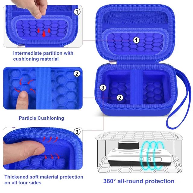 Alt view image 4 of 7 - Digital Camera Case for KODAK PIXPRO FZ55/ FZ45/ FZ53/ FZ43 16MP Video Vlogging Cameras, Travel Storage Holder Bag with Mesh Pocket for Batteries, Cables, Memory Cards, Card Reader- Blue (Box Only)