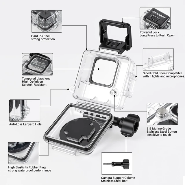 Alt view image 6 of 7 - Waterproof Case for Insta360 Go Ultra, with Anti-Fog Underwater Camera Case 50M/164FT Deep Diving Housing, Protective Shell Accessories Kit, for Main Camera Unit