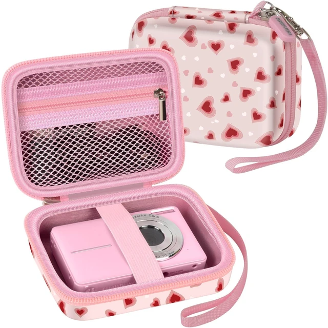 Main image of Digital Camera Case for KODAK PIXPRO FZ55/FZ45, for CAMKORY, for Canon PowerShot ELPH 180/190/360,for Sony DSCW800/W830, Hard EVA Compact Camera Bag with Mesh Pocket,Wrist Strap,Case Only(Light Pink)