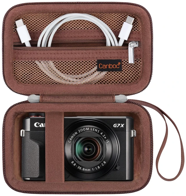 Main image of Case for Canon PowerShot G7X Mark III/ G7X Mark II Digital Camera | For SX740/ SX730 Digital Camera Bag, Mesh Pocket fits USB Cable, Batteries, Brown (Case Only)