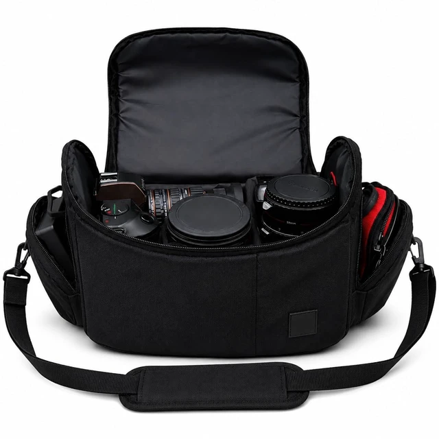 Main image of Large Padded Camera Bag with Shoulder Strap DSLR & Mirrorless Camera Carrying Bag, Lightweight Protective Crossbody Camera Bag