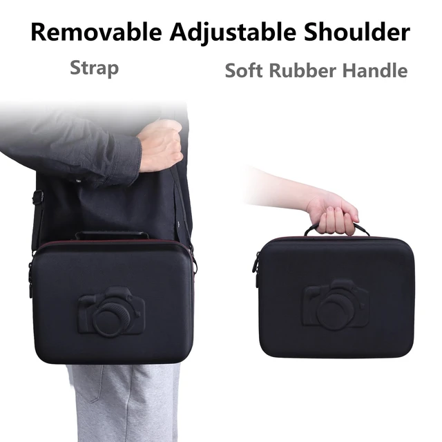 Alt view image 4 of 6 - Medium Camera Case Bag for Canon/Sony/Nikon Camera and Multiple Lens Black | Hard Travel Carrying Case Bag for Canon/Sony/Nikon DSLR SLR Mirrorless Camera and Multiple Lens with 3 Dividers