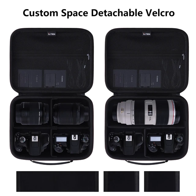 Alt view image 5 of 6 - Medium Camera Case Bag for Canon/Sony/Nikon Camera and Multiple Lens Black | Hard Travel Carrying Case Bag for Canon/Sony/Nikon DSLR SLR Mirrorless Camera and Multiple Lens with 3 Dividers