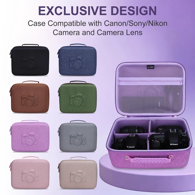 Alt view image 6 of 6 - Medium Camera Case Bag for Canon/Sony/Nikon Camera and Multiple Lens Black | Hard Travel Carrying Case Bag for Canon/Sony/Nikon DSLR SLR Mirrorless Camera and Multiple Lens with 3 Dividers