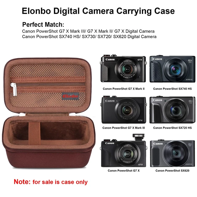 Alt view image 2 of 7 - Camera Case for Canon PowerShot G7 X Mark III/ G7 X Mark II/ SX740 | Camera Carrying Case, Hard Bag, with Mesh Pocket Wrist Strap Double Zipper, for Vlogging, Travel Protective Storage, Brown