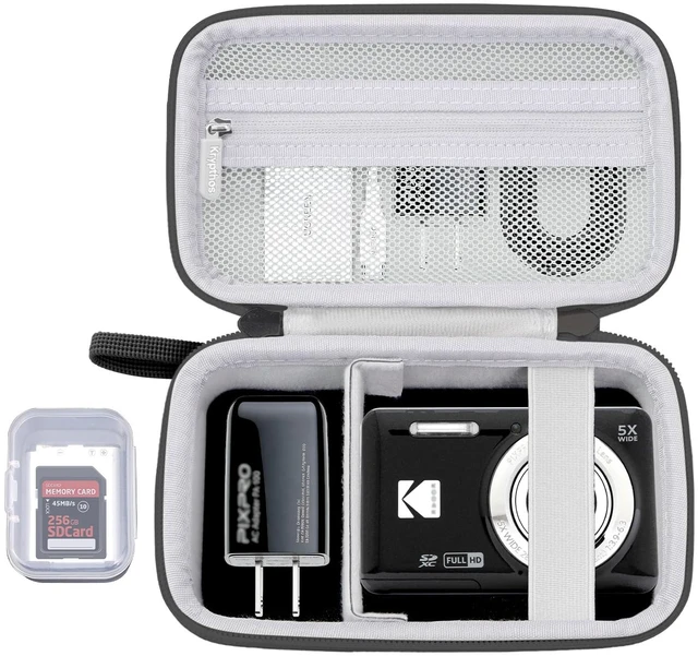 Main image of Hard Camera Travel Case for Kodak Pixpro FZ55/F45 Digital Camera | Double Zipper Compact Camera Case, Travel Carrying Case with Mesh Pocket Wrist Strap, for Vlogging, Protective Storage