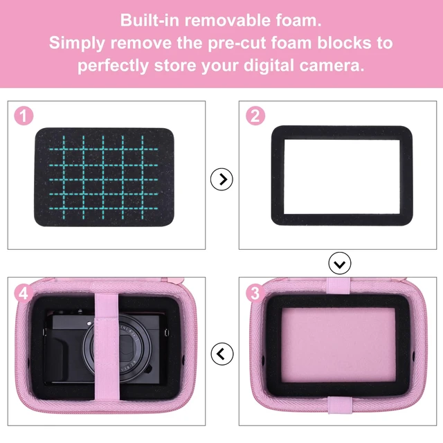 Alt view image 4 of 7 - Camera Case Bag Compatible with Canon PowerShot G7 X Mark III, Mark II, SX740 HS, Sony ZV-1, KODAK PIXPRO WPZ2 Digital 4K Vlogging Camera, Point and Shoot 4K Video Camera Bag, Pink (Case Only)