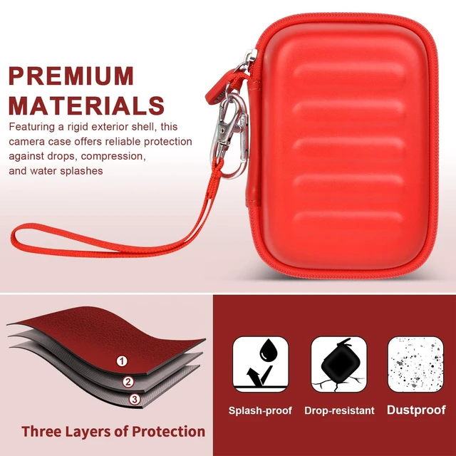 Alt view image 3 of 7 - Digital Camera Case for KODAK PIXPRO FZ55/ FZ45/ FZ53/ FZ43 16MP Video Vlogging Cameras, Travel Storage Holder Bag with Mesh Pocket for Batteries, Cables, Memory Cards, Card Reader- Red(Box Only)