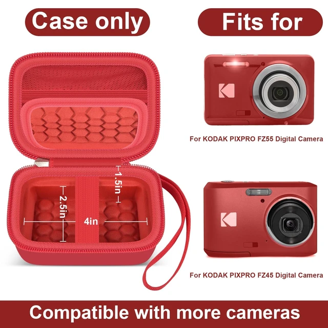 Alt view image 2 of 7 - Digital Camera Case for KODAK PIXPRO FZ55/ FZ45/ FZ53/ FZ43 16MP Video Vlogging Cameras, Travel Storage Holder Bag with Mesh Pocket for Batteries, Cables, Memory Cards, Card Reader- Red(Box Only)