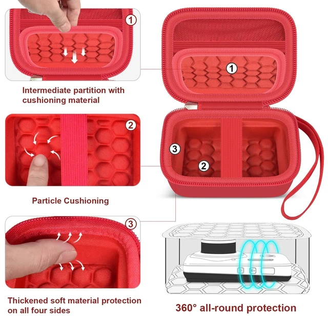 Alt view image 4 of 7 - Digital Camera Case for KODAK PIXPRO FZ55/ FZ45/ FZ53/ FZ43 16MP Video Vlogging Cameras, Travel Storage Holder Bag with Mesh Pocket for Batteries, Cables, Memory Cards, Card Reader- Red(Box Only)