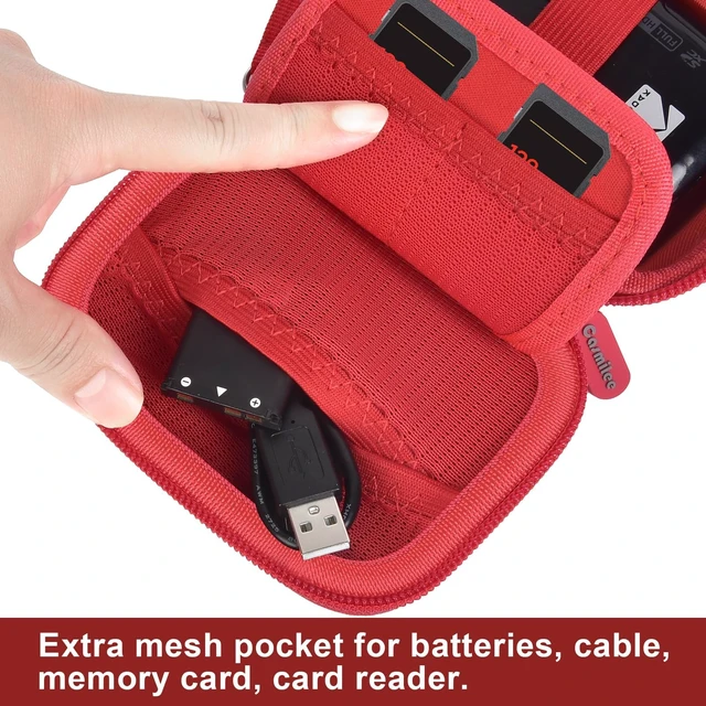 Alt view image 5 of 7 - Digital Camera Case for KODAK PIXPRO FZ55/ FZ45/ FZ53/ FZ43 16MP Video Vlogging Cameras, Travel Storage Holder Bag with Mesh Pocket for Batteries, Cables, Memory Cards, Card Reader- Red(Box Only)