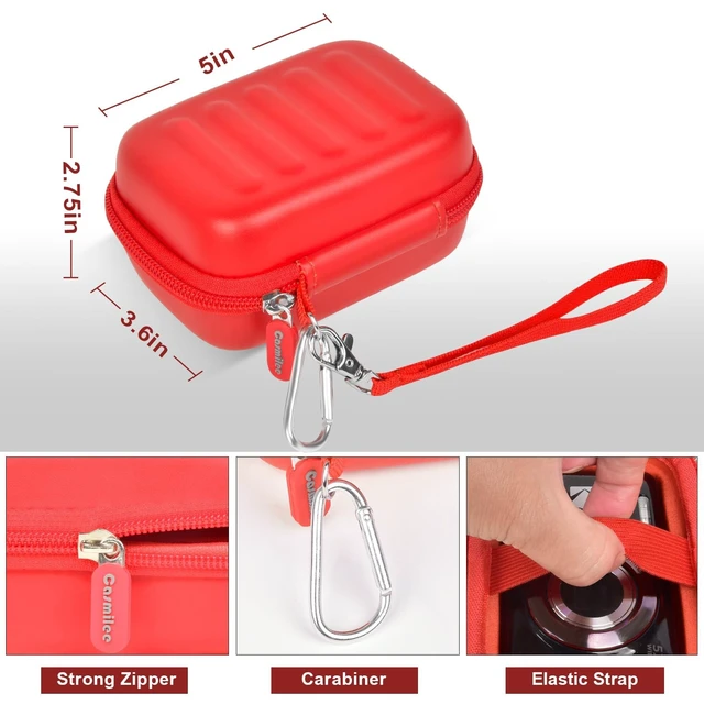 Alt view image 6 of 7 - Digital Camera Case for KODAK PIXPRO FZ55/ FZ45/ FZ53/ FZ43 16MP Video Vlogging Cameras, Travel Storage Holder Bag with Mesh Pocket for Batteries, Cables, Memory Cards, Card Reader- Red(Box Only)